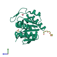 PDB entry 4p2g coloured by chain, side view.
