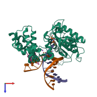 PDB entry 4p2h coloured by chain, top view.