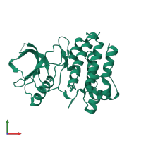 PDB entry 4p2k coloured by chain, front view.