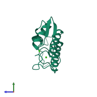 PDB entry 4p2p coloured by chain, side view.