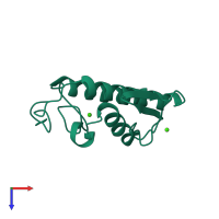 PDB entry 4p2p coloured by chain, top view.