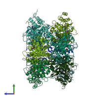 PDB entry 4p2v coloured by chain, side view.