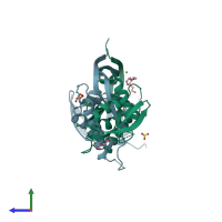 PDB entry 4p2x coloured by chain, side view.