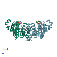 PDB entry 4p33 coloured by chain, top view.