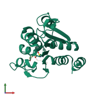 PDB entry 4p34 coloured by chain, front view.