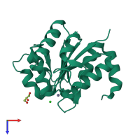 PDB entry 4p35 coloured by chain, top view.