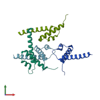 PDB entry 4p39 coloured by chain, front view.