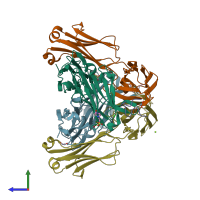 PDB entry 4p3d coloured by chain, side view.