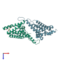 PDB entry 4p3f coloured by chain, top view.