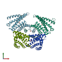 PDB entry 4p3g coloured by chain, front view.