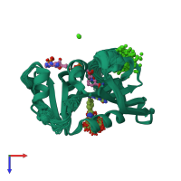PDB entry 4p3q coloured by chain, ensemble of 167 models, top view.