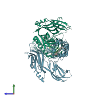 PDB entry 4p42 coloured by chain, side view.