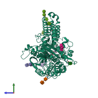 PDB entry 4p45 coloured by chain, side view.