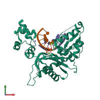 PDB entry 4p4m coloured by chain, front view.