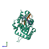 PDB entry 4p4m coloured by chain, side view.