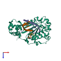 PDB entry 4p4m coloured by chain, top view.