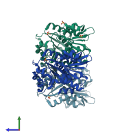 PDB 4p4n coloured by chain and viewed from the side.