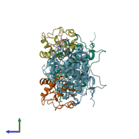 PDB entry 4p4q coloured by chain, side view.