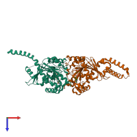 PDB entry 4p4s coloured by chain, top view.