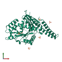 PDB entry 4p4u coloured by chain, front view.