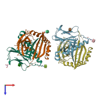 PDB entry 4p57 coloured by chain, top view.