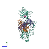 PDB entry 4p59 coloured by chain, side view.
