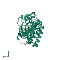 PDB entry 4p5q coloured by chain, side view.