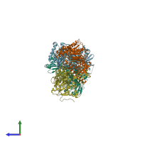PDB entry 4p69 coloured by chain, side view.