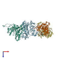 PDB entry 4p69 coloured by chain, top view.