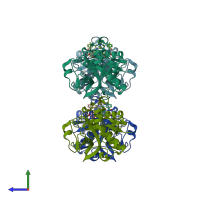 PDB entry 4p6g coloured by chain, side view.