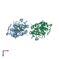 PDB entry 4p6g coloured by chain, top view.