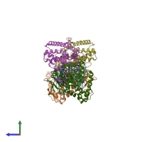 PDB entry 4p6i coloured by chain, side view.