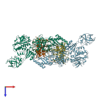 PDB entry 4p71 coloured by chain, top view.