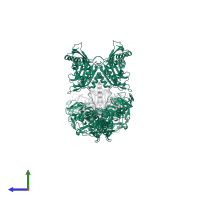 Phenylalanine--tRNA ligase beta subunit in PDB entry 4p71, assembly 1, side view.