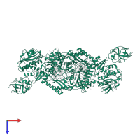 Phenylalanine--tRNA ligase beta subunit in PDB entry 4p71, assembly 1, top view.