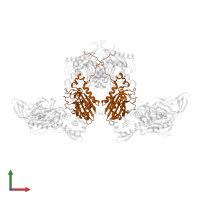 Phenylalanine--tRNA ligase alpha subunit in PDB entry 4p71, assembly 1, front view.