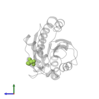 2-AMINO-2-HYDROXYMETHYL-PROPANE-1,3-DIOL in PDB entry 4p7b, assembly 1, side view.