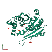 PDB entry 4p7f coloured by chain, front view.