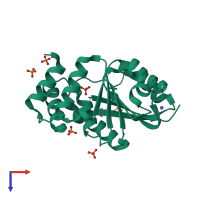 PDB entry 4p7f coloured by chain, top view.