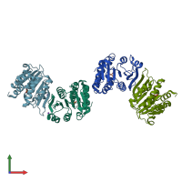 PDB entry 4p7g coloured by chain, front view.