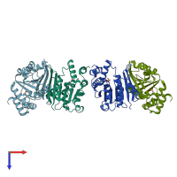 PDB entry 4p7g coloured by chain, top view.