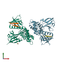 PDB entry 4p7i coloured by chain, front view.