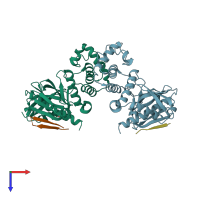 PDB entry 4p7i coloured by chain, top view.