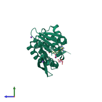 PDB entry 4p7k coloured by chain, side view.