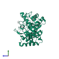 Poly-beta-1,6-N-acetyl-D-glucosamine N-deacetylase in PDB entry 4p7q, assembly 1, side view.