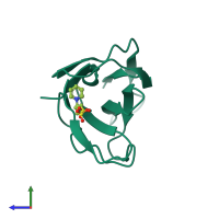 PDB entry 4p7u coloured by chain, side view.