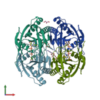 PDB entry 4p86 coloured by chain, front view.