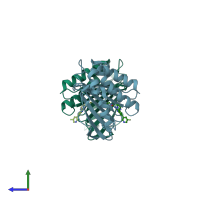 PDB entry 4p8o coloured by chain, side view.