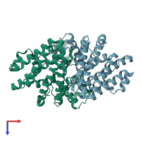 PDB entry 4p96 coloured by chain, top view.