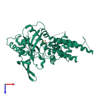 PDB entry 4p9a coloured by chain, top view.